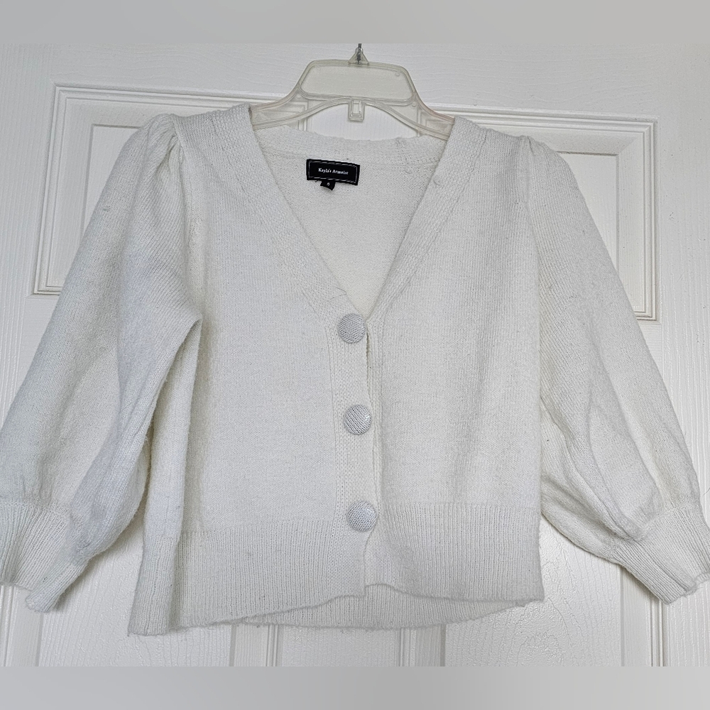 Women's White Cardigan Sweater